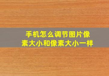 手机怎么调节图片像素大小和像素大小一样