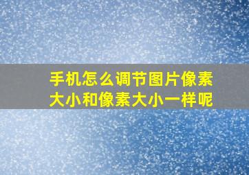 手机怎么调节图片像素大小和像素大小一样呢