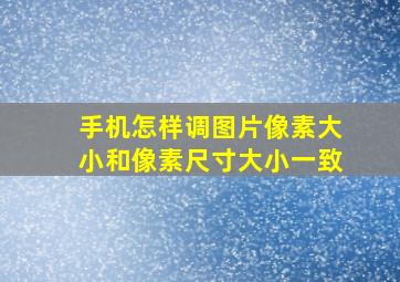 手机怎样调图片像素大小和像素尺寸大小一致