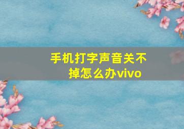 手机打字声音关不掉怎么办vivo