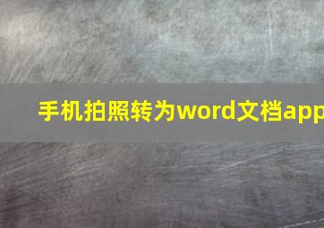 手机拍照转为word文档app