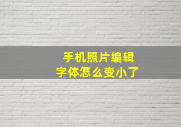 手机照片编辑字体怎么变小了