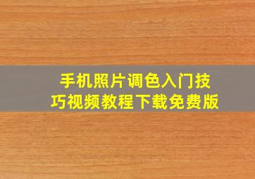 手机照片调色入门技巧视频教程下载免费版