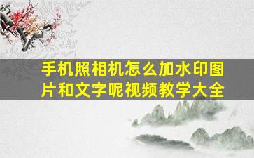 手机照相机怎么加水印图片和文字呢视频教学大全