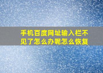 手机百度网址输入栏不见了怎么办呢怎么恢复