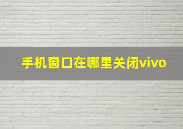 手机窗口在哪里关闭vivo