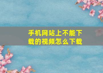 手机网站上不能下载的视频怎么下载