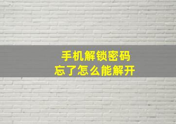 手机解锁密码忘了怎么能解开