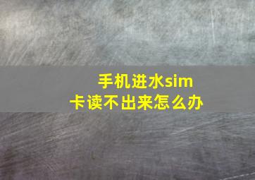 手机进水sim卡读不出来怎么办