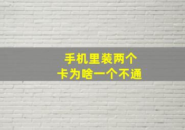 手机里装两个卡为啥一个不通