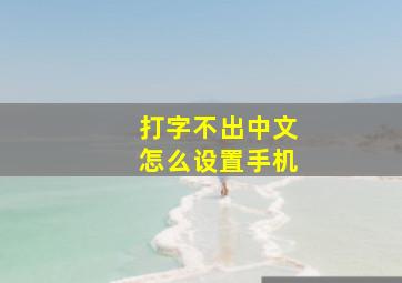 打字不出中文怎么设置手机