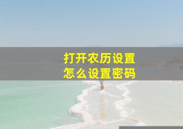 打开农历设置怎么设置密码