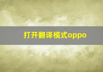 打开翻译模式oppo