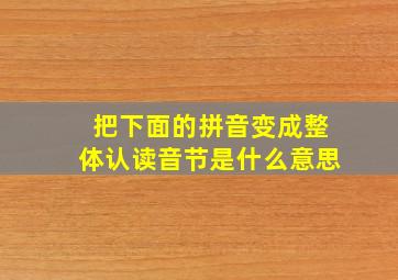 把下面的拼音变成整体认读音节是什么意思