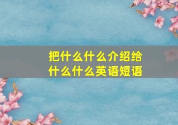 把什么什么介绍给什么什么英语短语