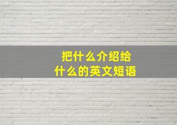 把什么介绍给什么的英文短语