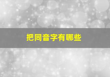 把同音字有哪些