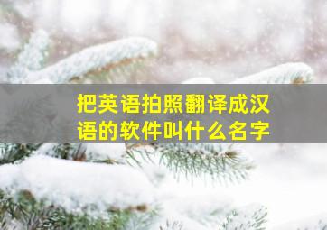 把英语拍照翻译成汉语的软件叫什么名字