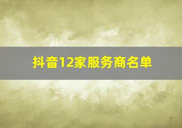 抖音12家服务商名单