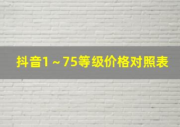 抖音1～75等级价格对照表