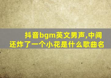 抖音bgm英文男声,中间还炸了一个小花是什么歌曲名