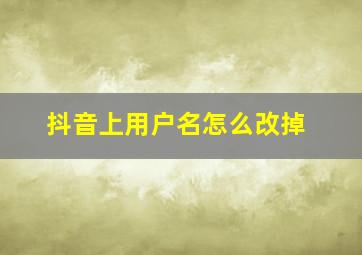 抖音上用户名怎么改掉