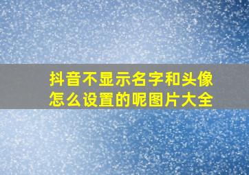 抖音不显示名字和头像怎么设置的呢图片大全