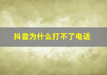 抖音为什么打不了电话