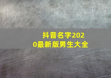 抖音名字2020最新版男生大全