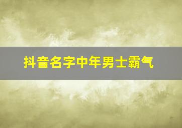 抖音名字中年男士霸气