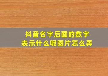 抖音名字后面的数字表示什么呢图片怎么弄