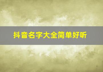 抖音名字大全简单好听