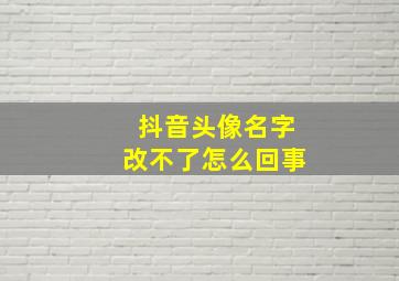 抖音头像名字改不了怎么回事