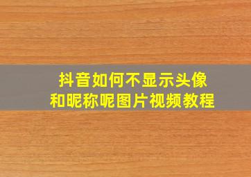 抖音如何不显示头像和昵称呢图片视频教程