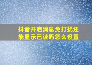 抖音开启消息免打扰还能显示已读吗怎么设置