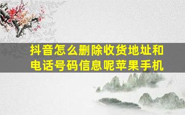 抖音怎么删除收货地址和电话号码信息呢苹果手机