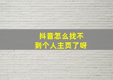 抖音怎么找不到个人主页了呀