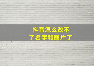 抖音怎么改不了名字和图片了