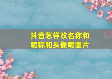 抖音怎样改名称和昵称和头像呢图片