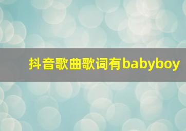 抖音歌曲歌词有babyboy