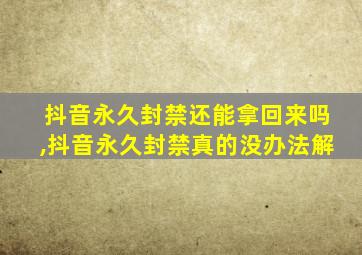 抖音永久封禁还能拿回来吗,抖音永久封禁真的没办法解