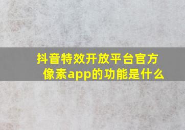 抖音特效开放平台官方像素app的功能是什么