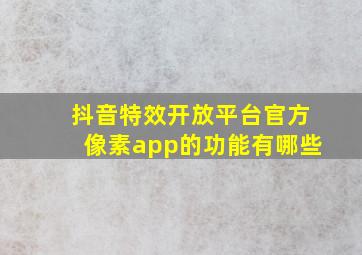 抖音特效开放平台官方像素app的功能有哪些