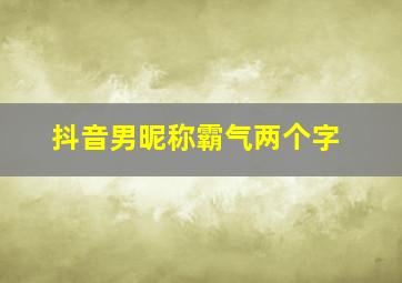 抖音男昵称霸气两个字