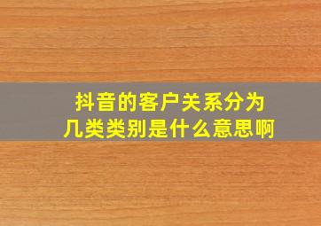 抖音的客户关系分为几类类别是什么意思啊