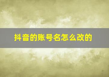 抖音的账号名怎么改的