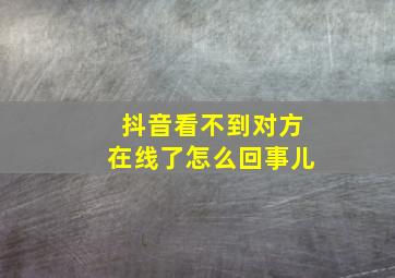 抖音看不到对方在线了怎么回事儿