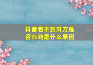 抖音看不到对方是否在线是什么原因