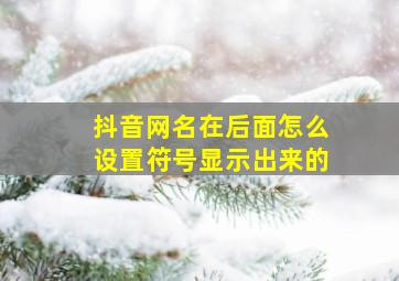 抖音网名在后面怎么设置符号显示出来的