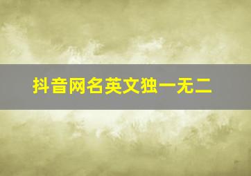 抖音网名英文独一无二